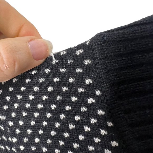 Brooks Brother Black White V Neck Dotted Long Sleeve Knit Sweater Top Medium - Picture 4 of 7